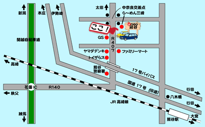 埼玉県熊谷市 ジョイカル熊谷北店　アクセスマップ